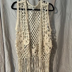 Cato boho crochet duster cardigan vest 18/20